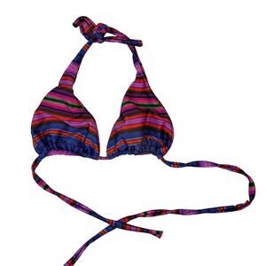 Cia Maritima Multicolor Striped Triangle Bikini Top Medium